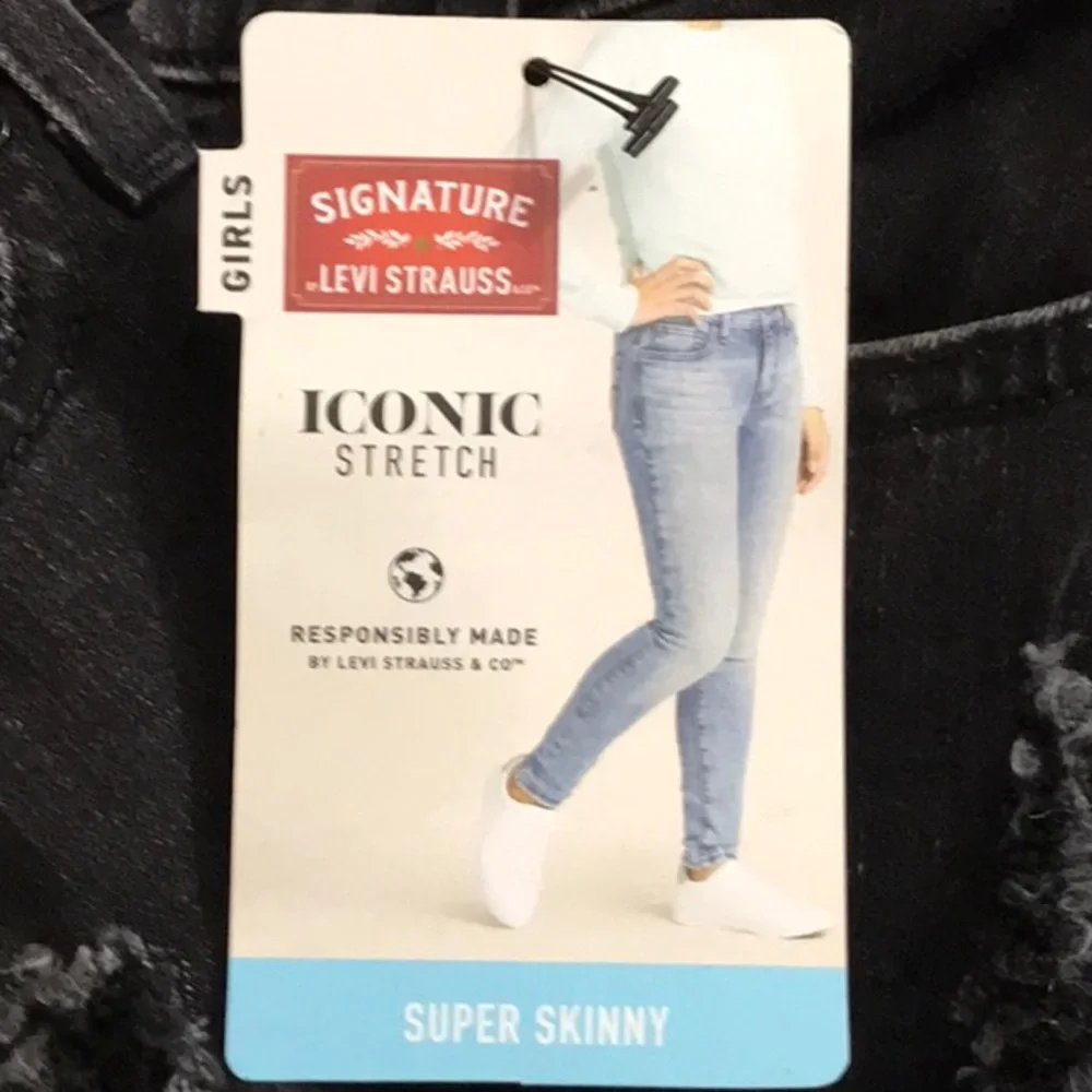 Levi’s Signature Iconic Stretch Super Skinny Girl's Jean Black 18 NEW Classic